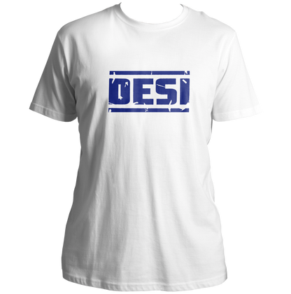 White Desi Unisex T-Shirt with bold desi typography artwork by Garrari