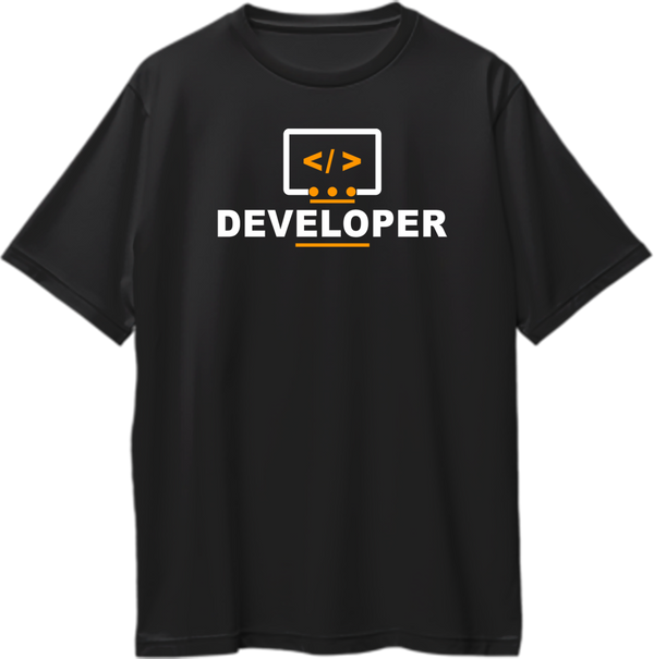 Developer Oversized T-Shirt with coding icon and programmer typography by Garrari