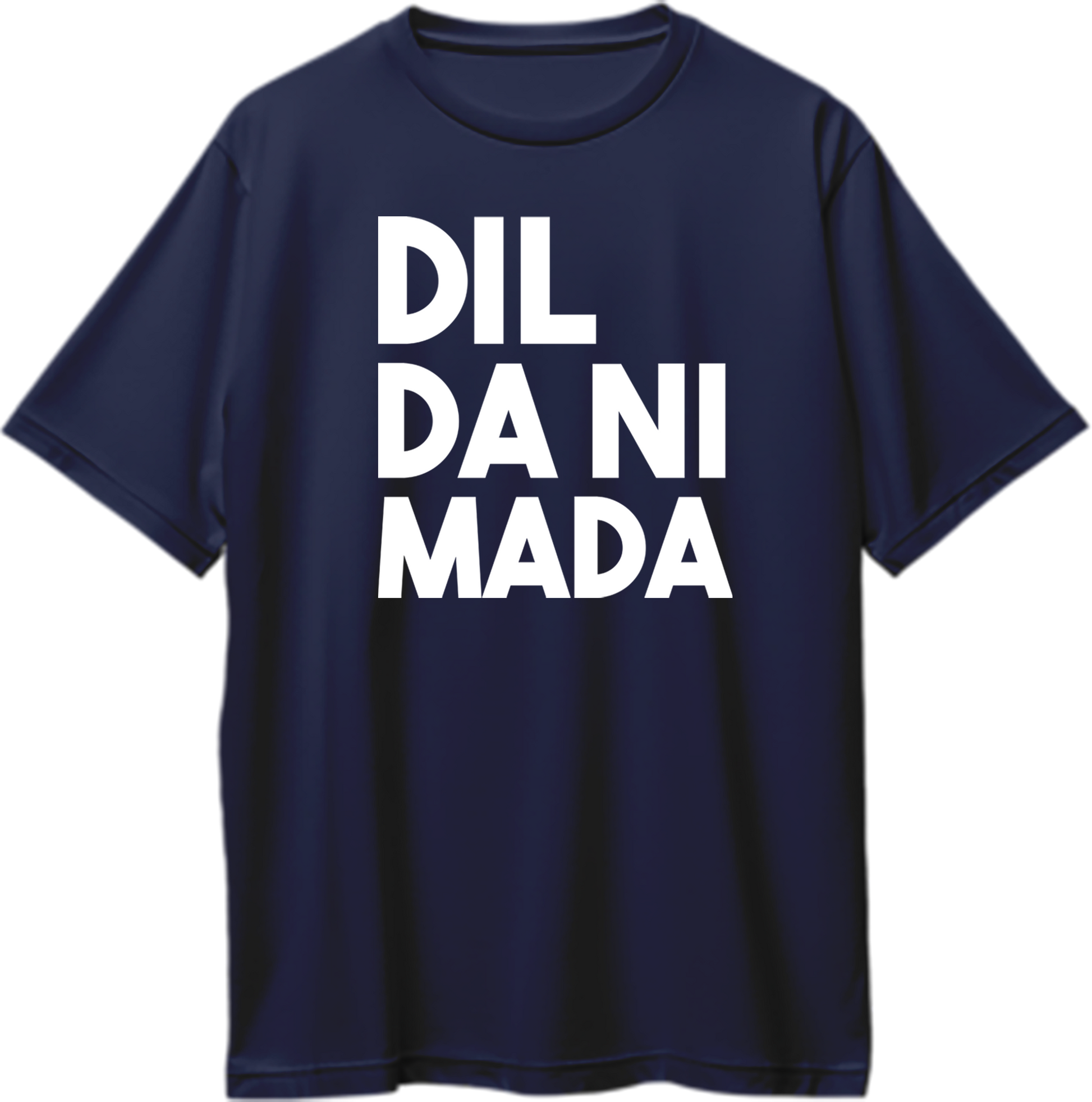 "Front view of Dil Da Ni Mada oversized unisex t-shirt with Sidhu Moose Wala's fearless tagline."