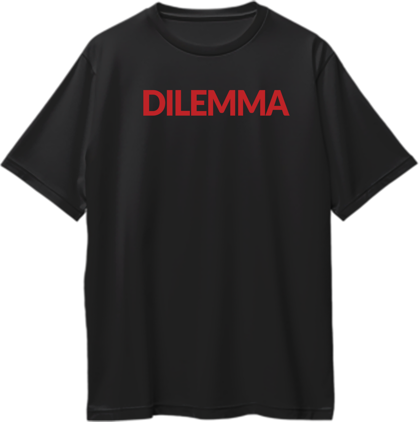 "Front view of Dilemma oversized unisex t-shirt with bold typographic print inspired by Stefflon Don and Sidhu Moose Wala's latest track."