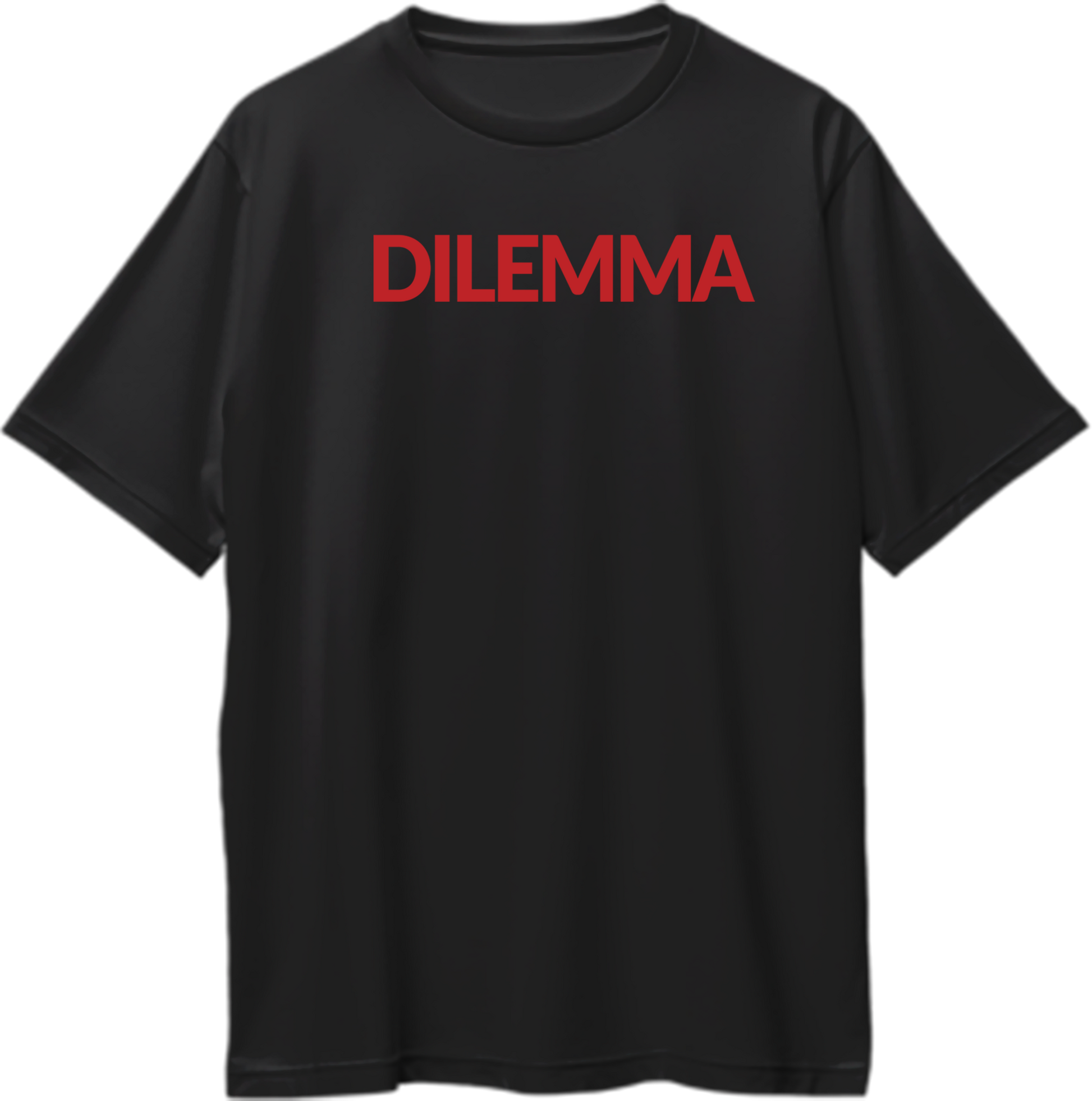 "Front view of Dilemma oversized unisex t-shirt with bold typographic print inspired by Stefflon Don and Sidhu Moose Wala's latest track."