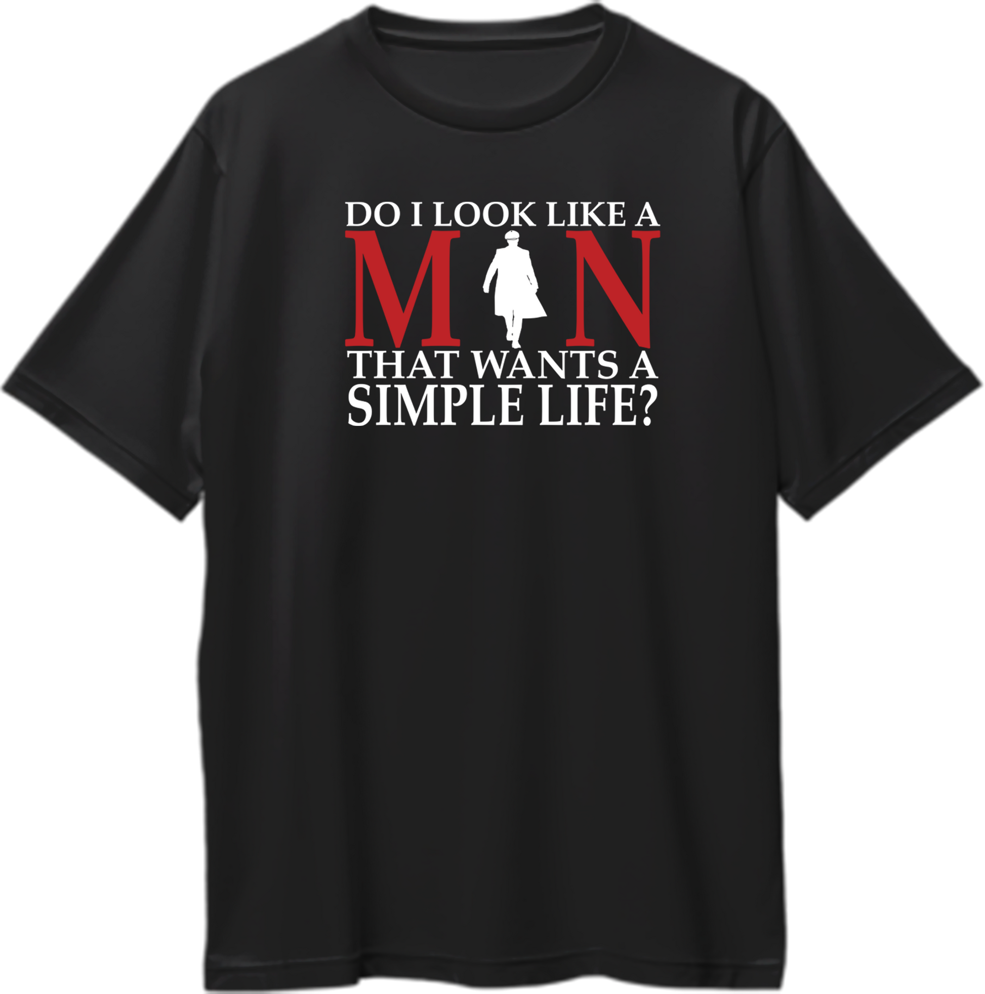 Oversized unisex t-shirt featuring Thomas Shelby's quote 'Do I Look Like A Man That Wants A Simple Life?' from Peaky Blinders.