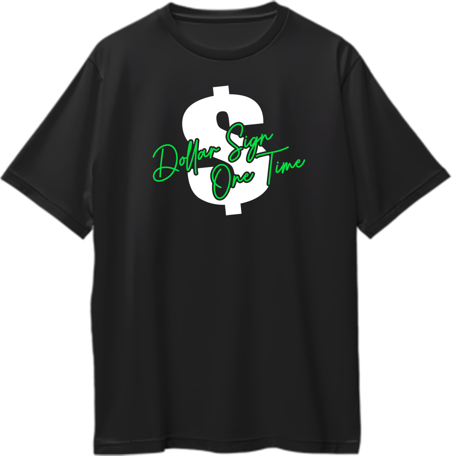 Front view of Dollar Sign One Time KR$NA Oversized Unisex T-Shirt with bold dollar sign graphic.