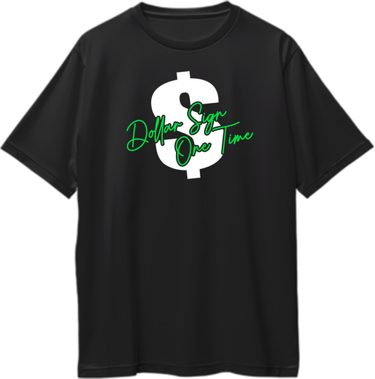 Front view of Dollar Sign One Time KR$NA Oversized Unisex T-Shirt with bold dollar sign graphic.