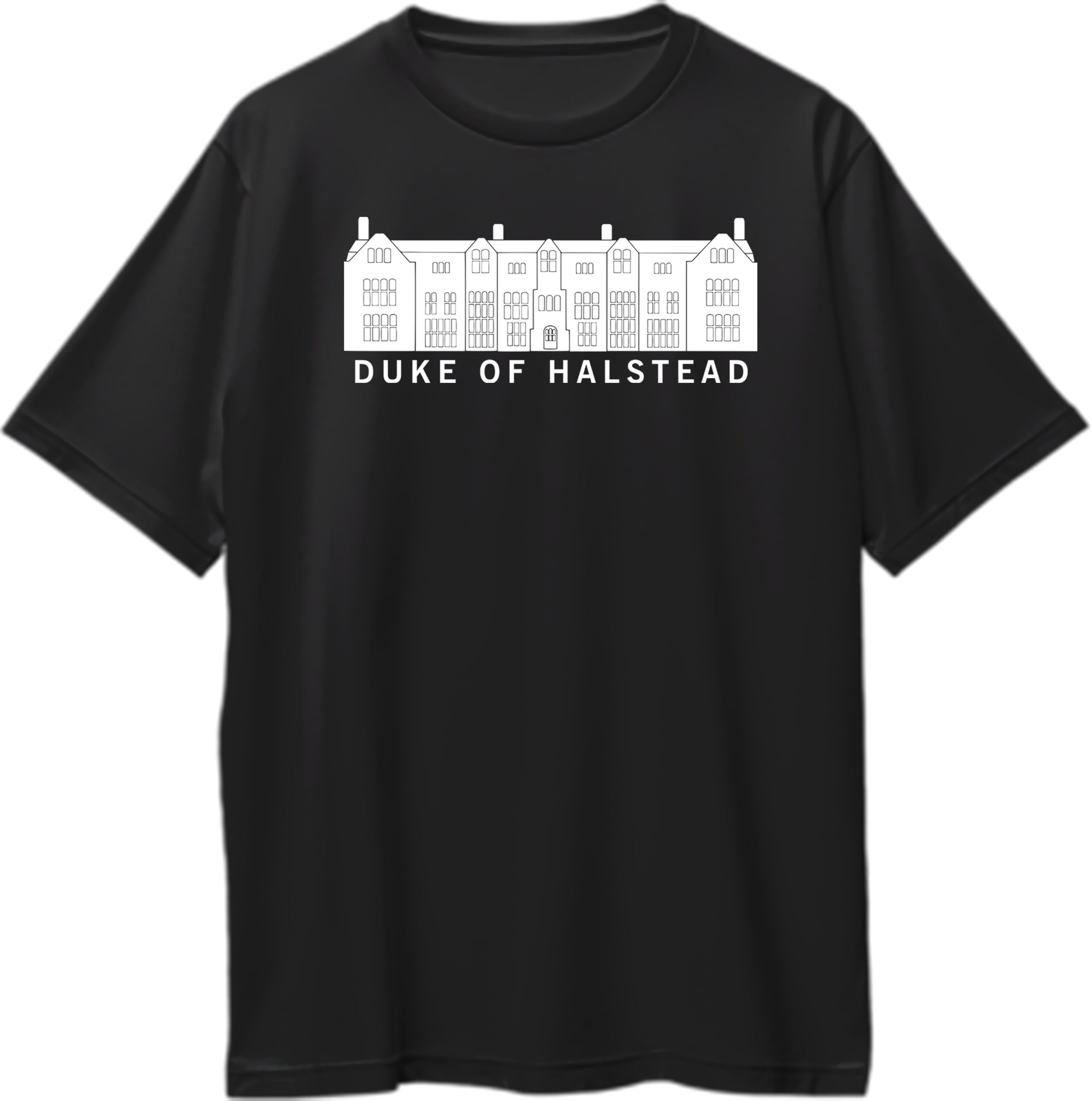 Duke of Halstead The Gentlemen Oversized Unisex T-Shirt featuring bold text inspired by Eddie Halstead’s manor from the movie The Gentlemen, perfect for fans of the film and stylish fashion.