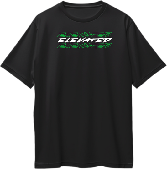 Black Elevated Oversized T-Shirt with green and white Shubh-inspired typography by Garrari