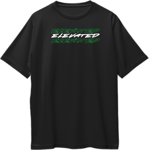 Black Elevated Oversized T-Shirt with green and white Shubh-inspired typography by Garrari