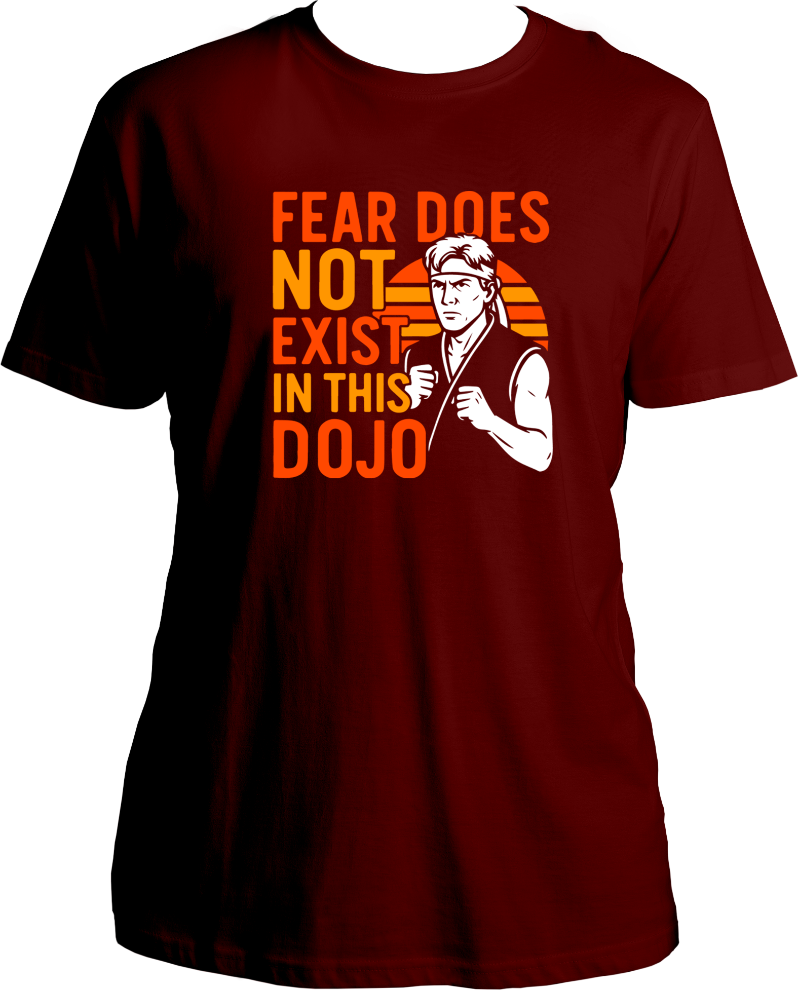 Cobra Kai regular fit unisex T-shirt with Fear Does Not Exist quote chest print