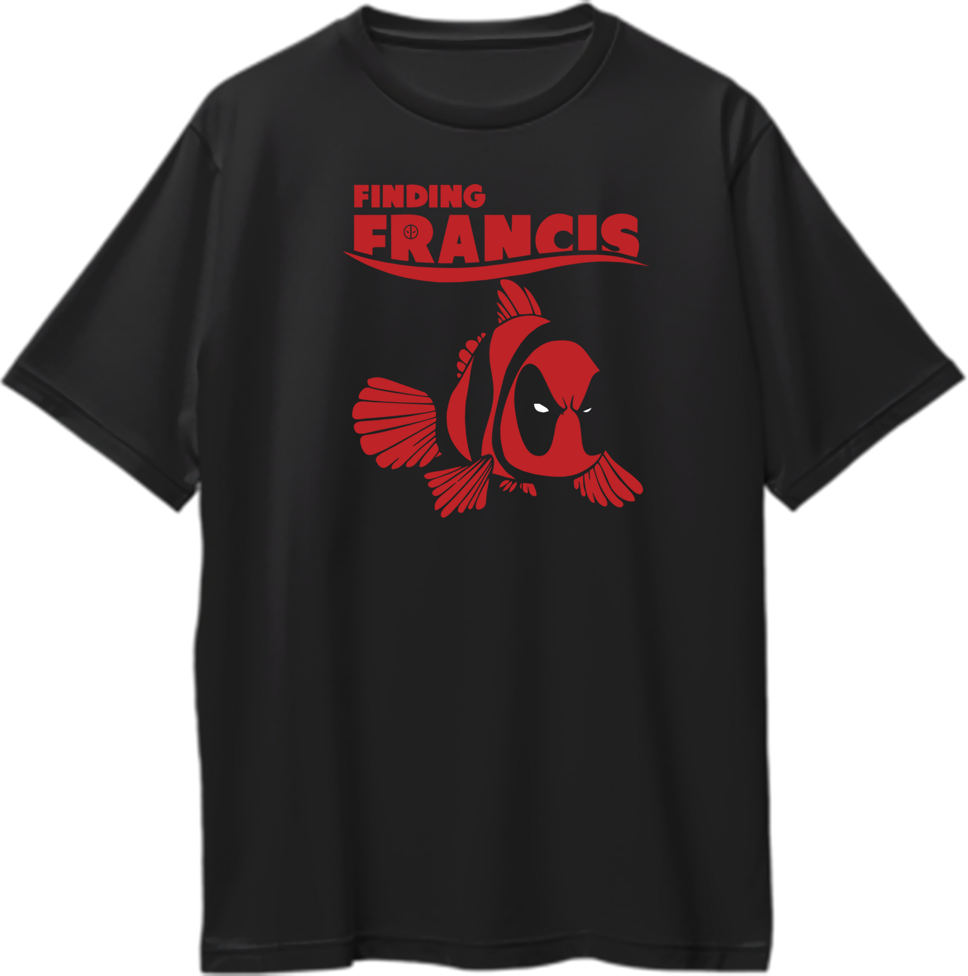 Oversized unisex t-shirt featuring a Finding Francis theme, inspired by Deadpool's iconic journey for revenge