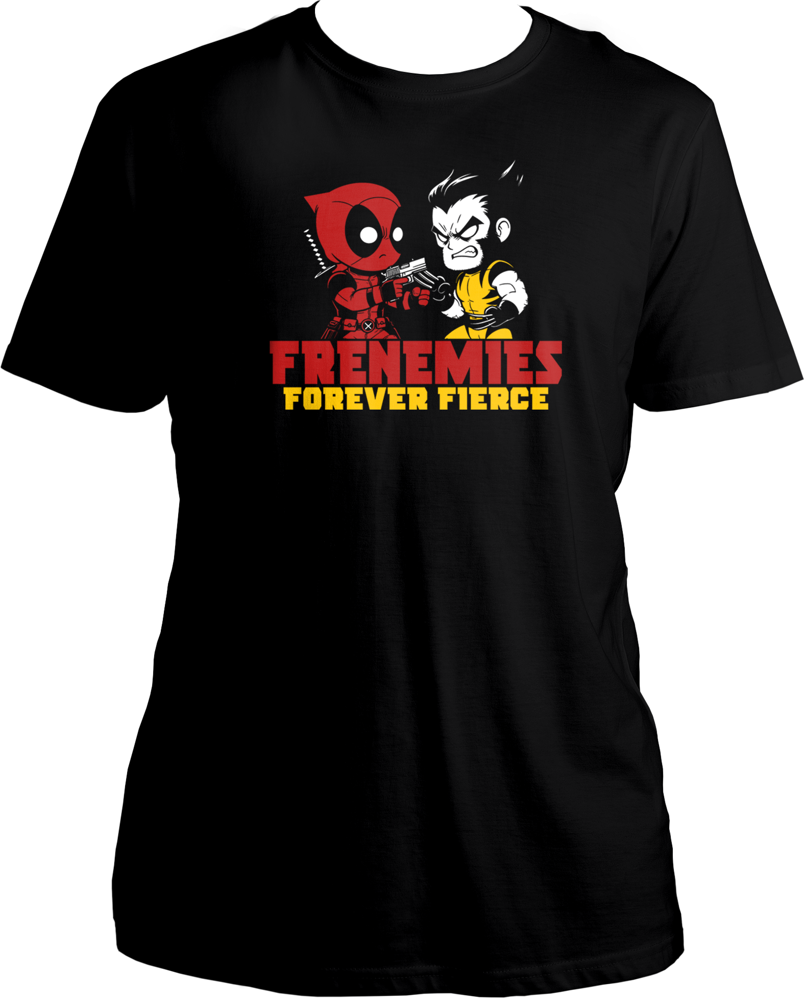 Calling all Deadpool and Wolverine fans! Show off your love for this epic duo with our Frenemies Forever Fierce Unisex T-Shirts. Perfect for movie premieres, comic conventions, or just everyday wear, this t-shirt lets you wear your fandom proudly.  Get yours now and join the ranks of those who appreciate the perfect blend of humor and heroism. Order your Frenemies Forever Fierce Unisex T-Shirt today and make a bold statement!