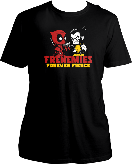 Calling all Deadpool and Wolverine fans! Show off your love for this epic duo with our Frenemies Forever Fierce Unisex T-Shirts. Perfect for movie premieres, comic conventions, or just everyday wear, this t-shirt lets you wear your fandom proudly.  Get yours now and join the ranks of those who appreciate the perfect blend of humor and heroism. Order your Frenemies Forever Fierce Unisex T-Shirt today and make a bold statement!