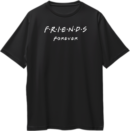 Oversized unisex t-shirt featuring “FRIENDS Forever” print inspired by the Friends TV show.