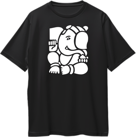 Front view of Ganpati Oversized Unisex T-Shirt showcasing a detailed Ganpati Bappa design.