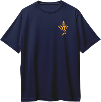 Ganesh Ji navy blue oversized T-shirt with small Ganpati chest print by Garrari