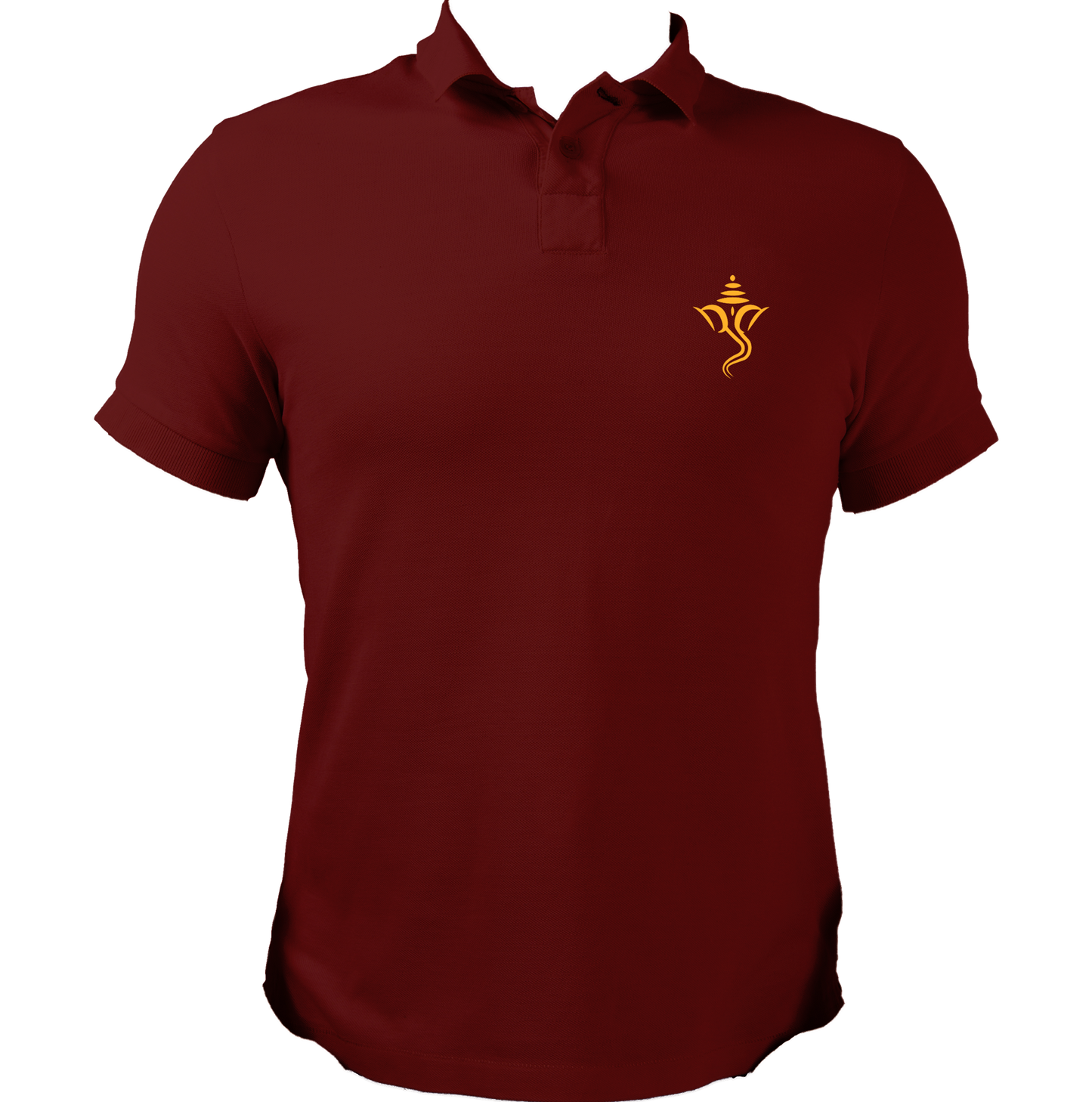 Ganesh Ji maroon polo T-shirt with small Ganpati pocket-side print by Garrari