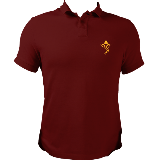 Ganesh Ji maroon polo T-shirt with small Ganpati pocket-side print by Garrari