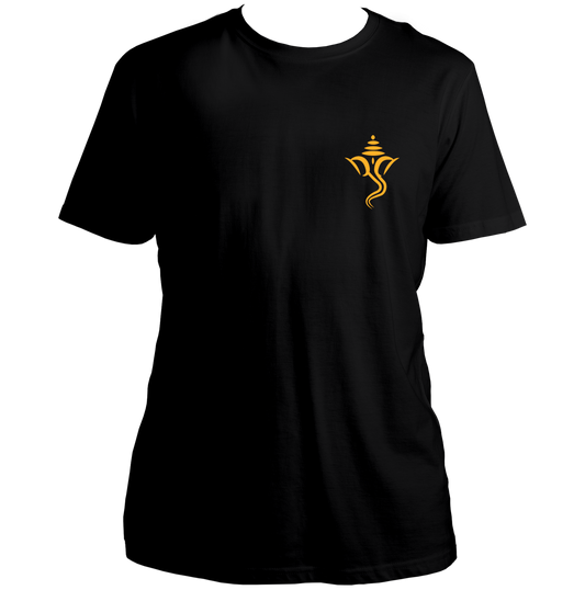 Ganesh Ji black unisex T-shirt with small chest print by Garrari