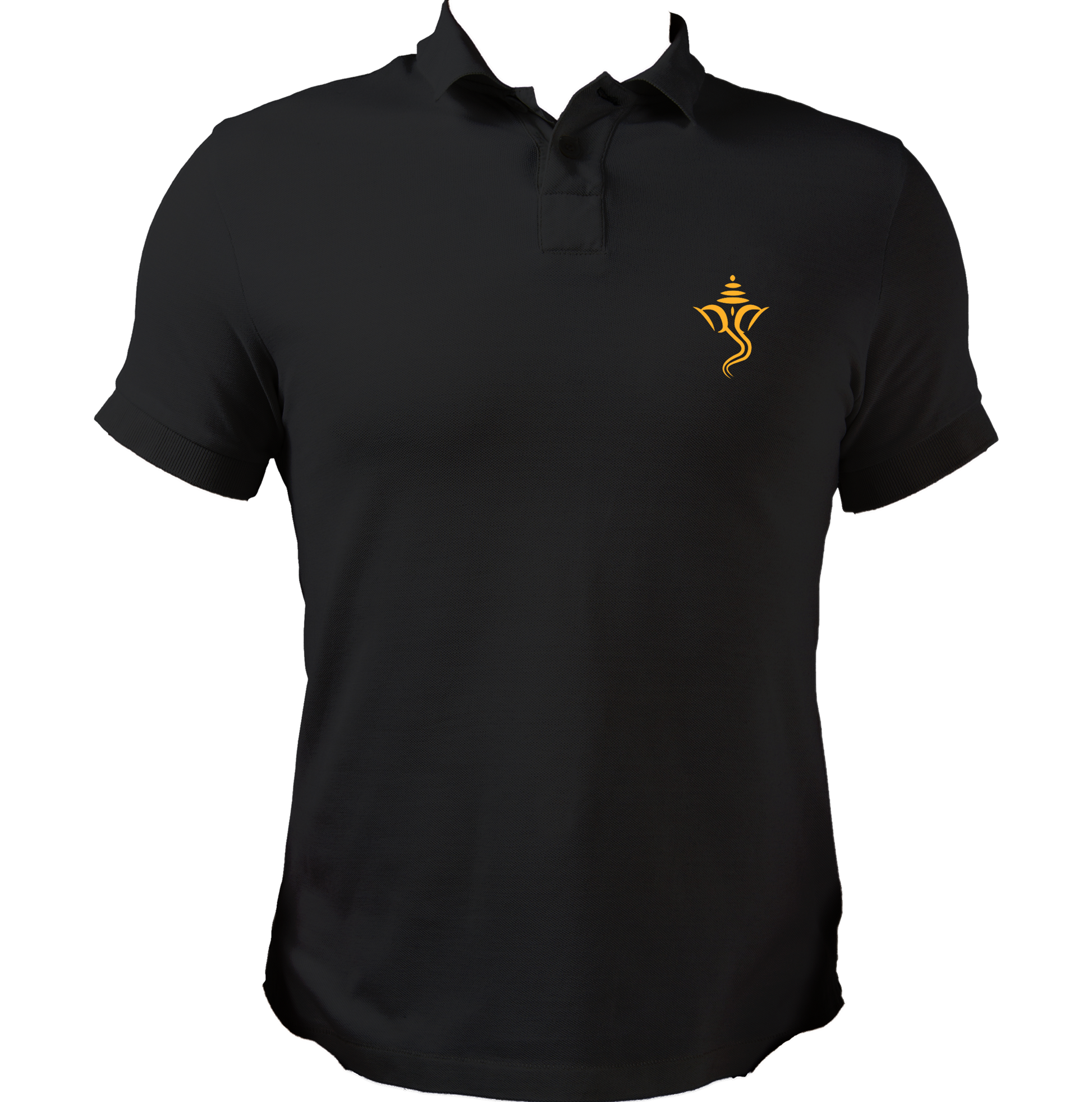 Ganesh Ji black polo T-shirt with small Ganpati pocket-side print by Garrari