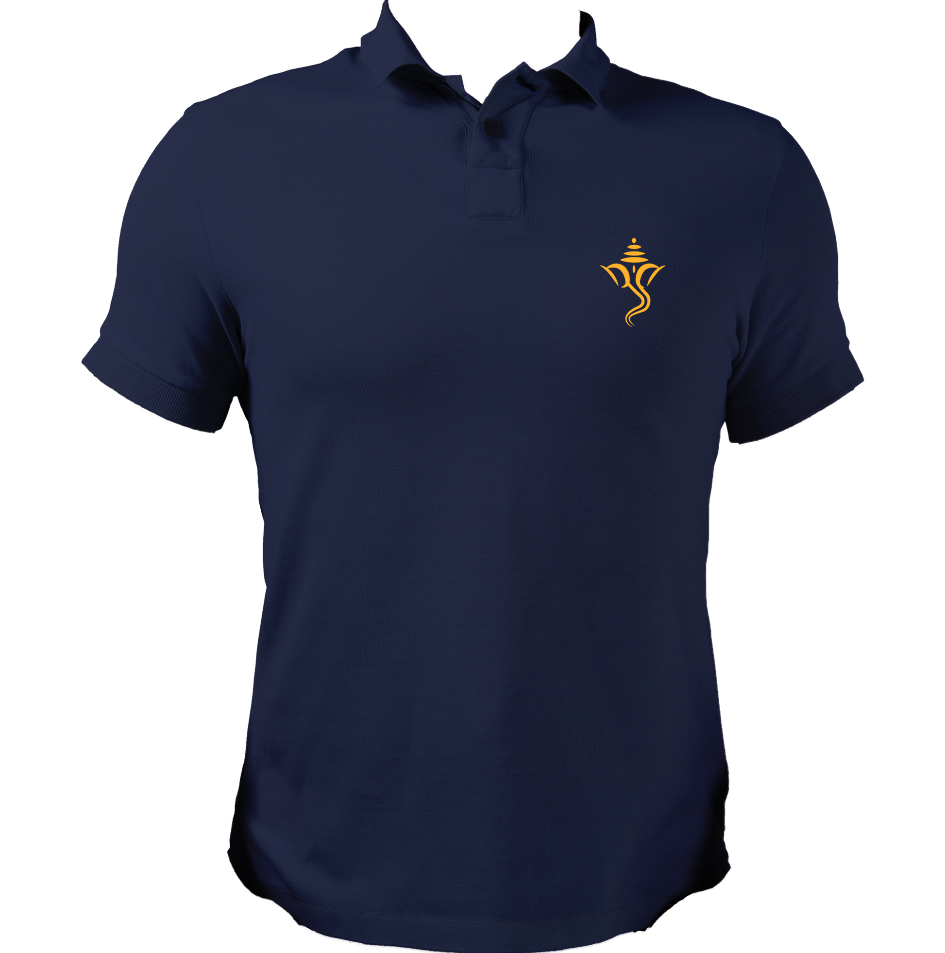 Ganesh Ji navy blue polo T-shirt with small Ganpati pocket-side print by Garrari