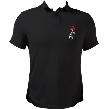 Om Ganesha black polo T-shirt with small pocket-side devotional print by Garrari
