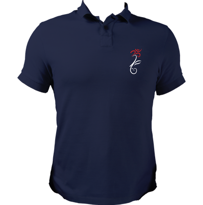 Om Ganesha navy blue polo T-shirt with small pocket-side devotional print by Garrari