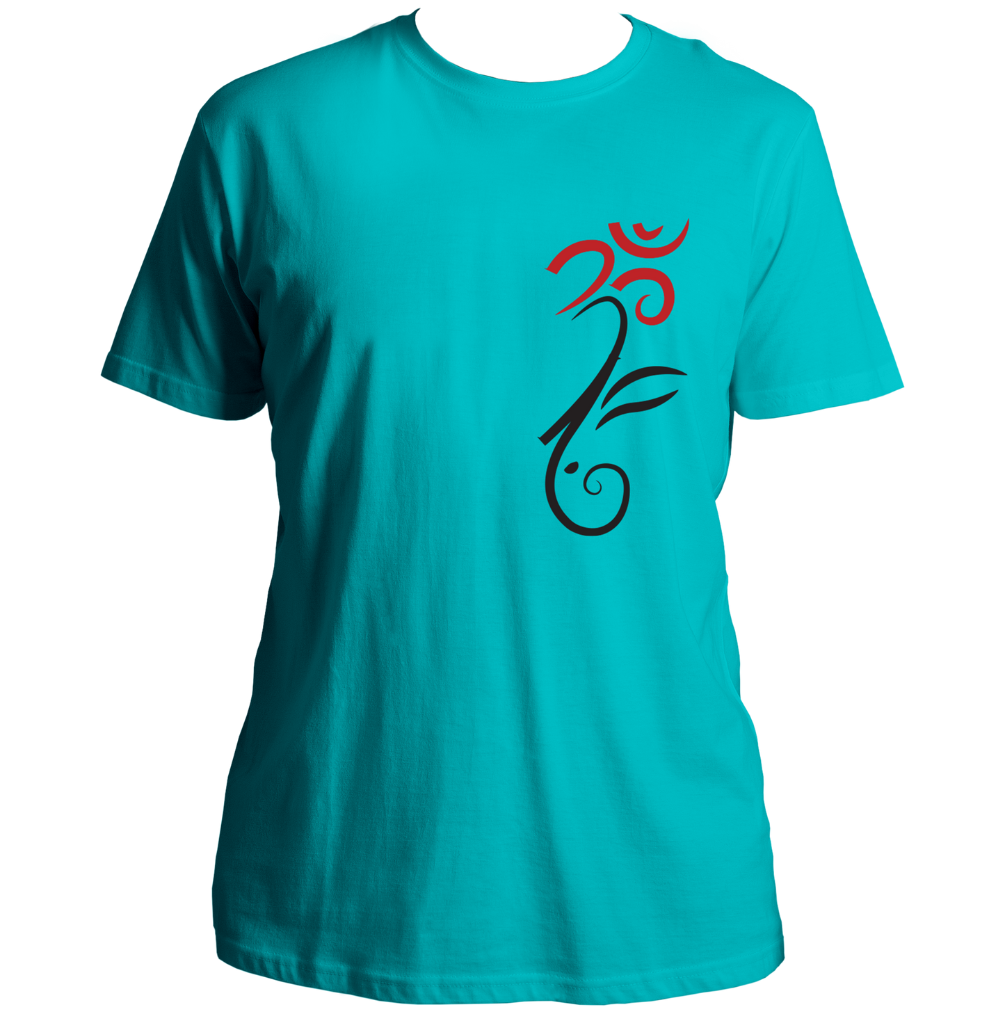 Om Ganesha aqua blue unisex T-shirt featuring sacred Om and Ganesha symbol by Garrari