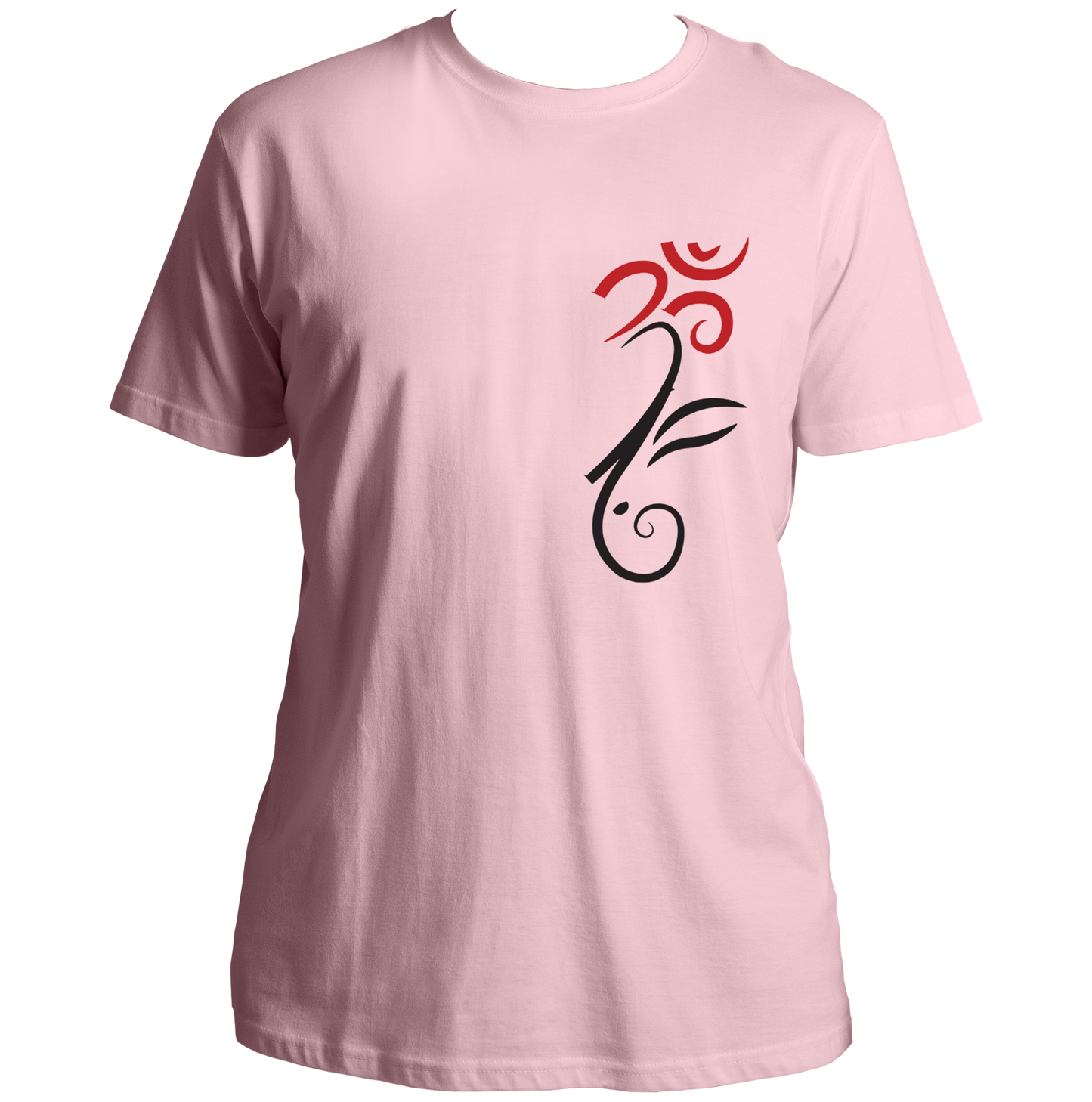 Om Ganesha baby pink unisex T-shirt featuring sacred Om and Ganesha symbol by Garrari