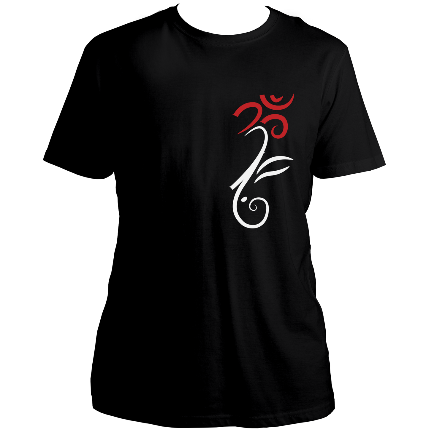 Om Ganesha black unisex T-shirt featuring sacred Om and Ganesha symbol by Garrari
