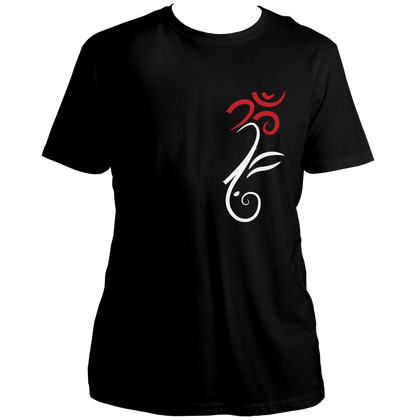 Om Ganesha black unisex T-shirt featuring sacred Om and Ganesha symbol by Garrari