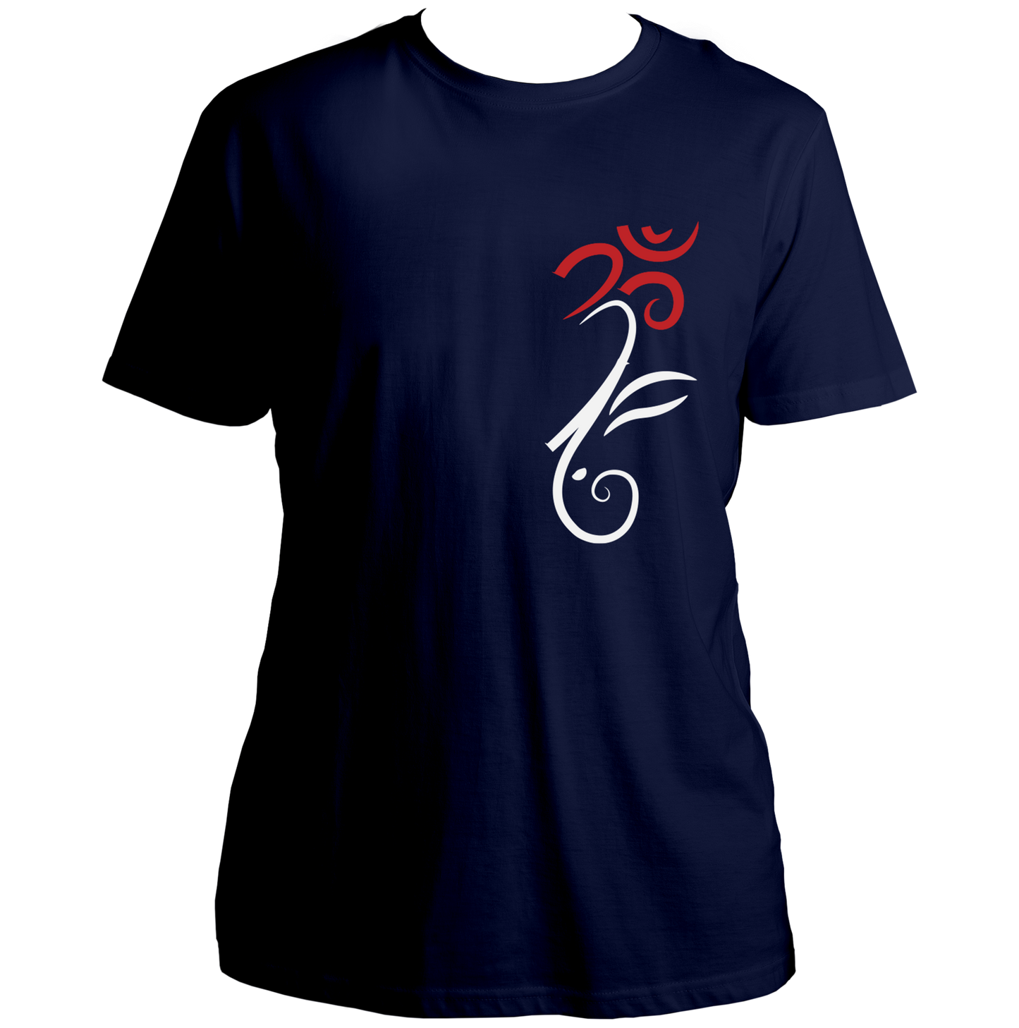 Om Ganesha navy blue unisex T-shirt featuring sacred Om and Ganesha symbol by Garrari