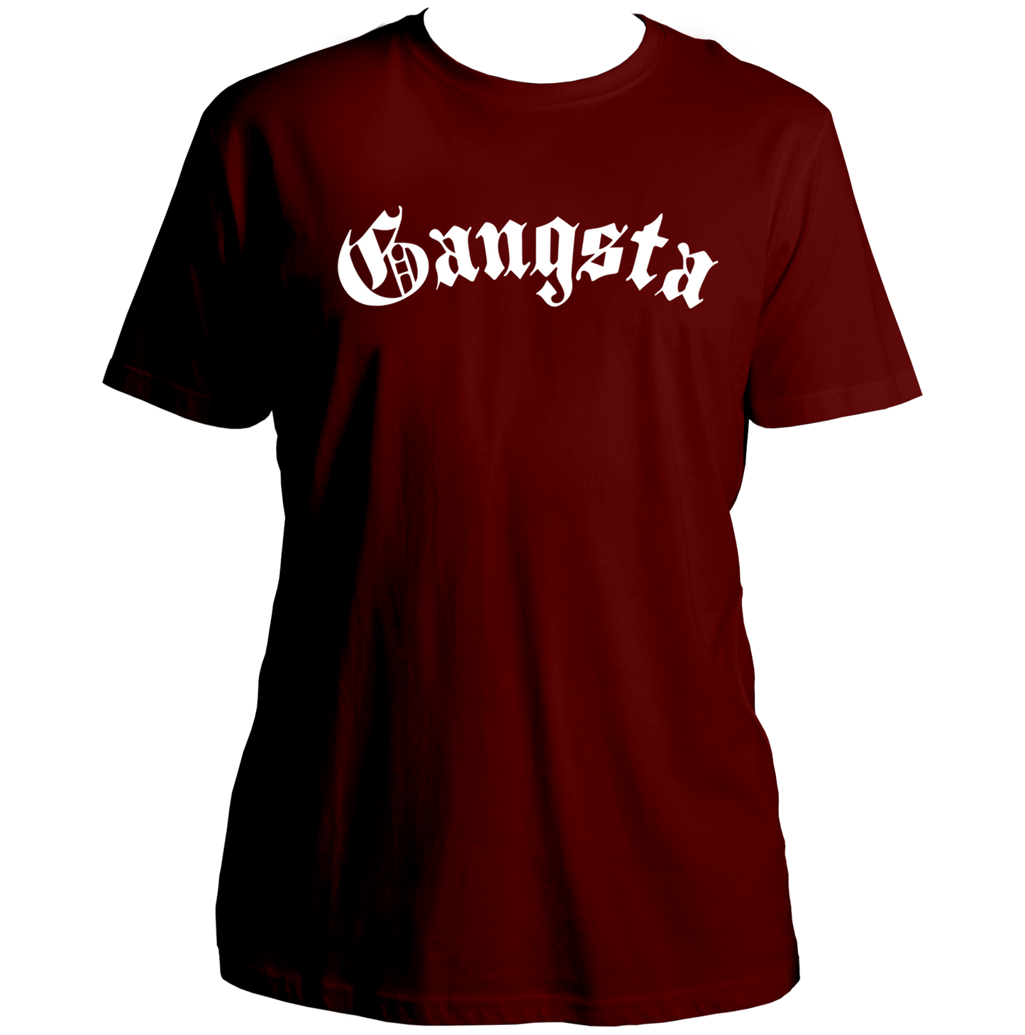Maroon Gangsta Unisex T-Shirt with bold attitude text print by Garrari