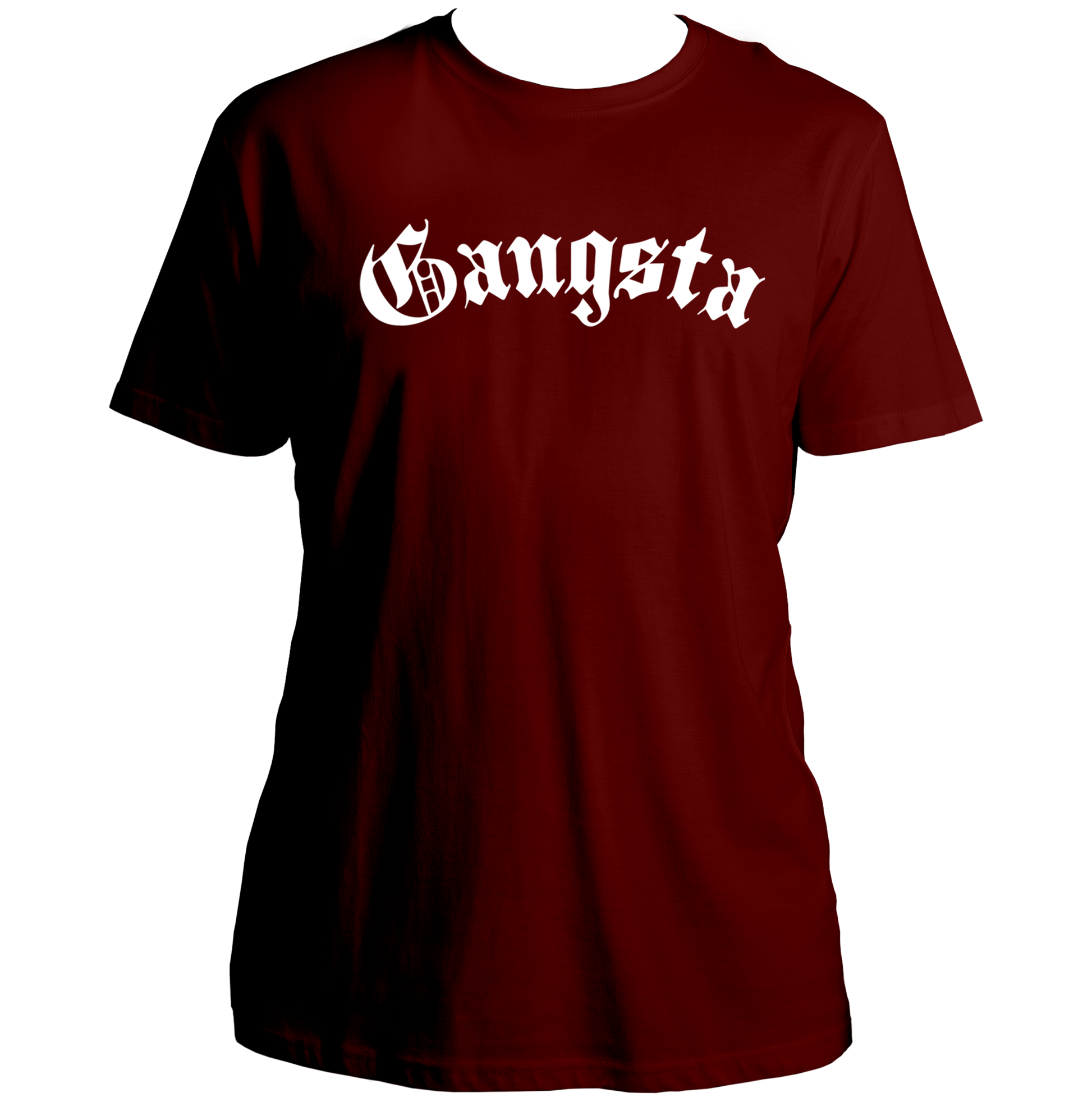 Maroon Gangsta Unisex T-Shirt with bold attitude text print by Garrari