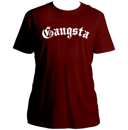 Maroon Gangsta Unisex T-Shirt with bold attitude text print by Garrari