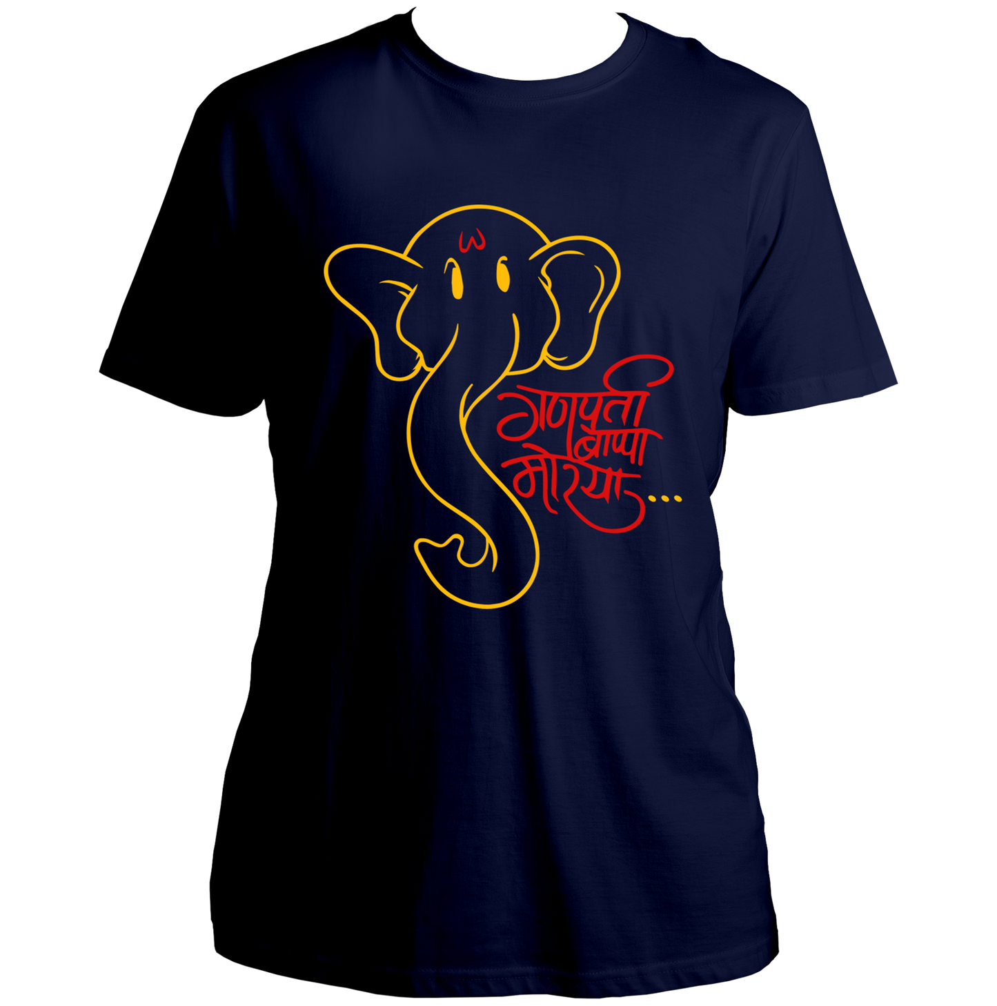 Ganpati Bappa Morya navy blue unisex T-shirt with devotional chant graphic by Garrari