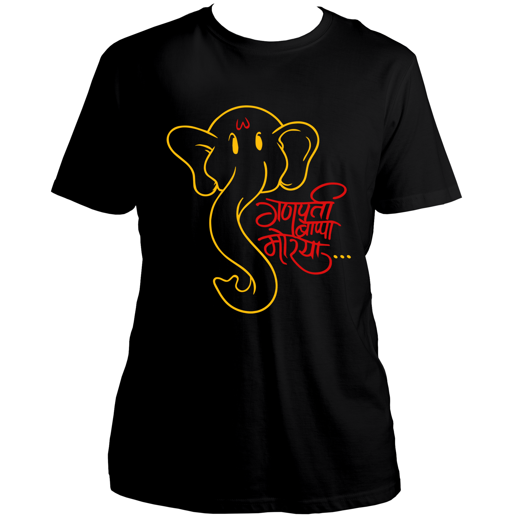 Ganpati Bappa Morya black unisex T-shirt with devotional chant graphic by Garrari