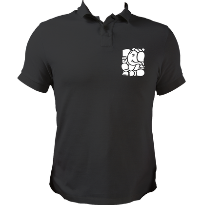 Ganpati black polo T-shirt with Lord Ganesha devotional graphic by Garrari