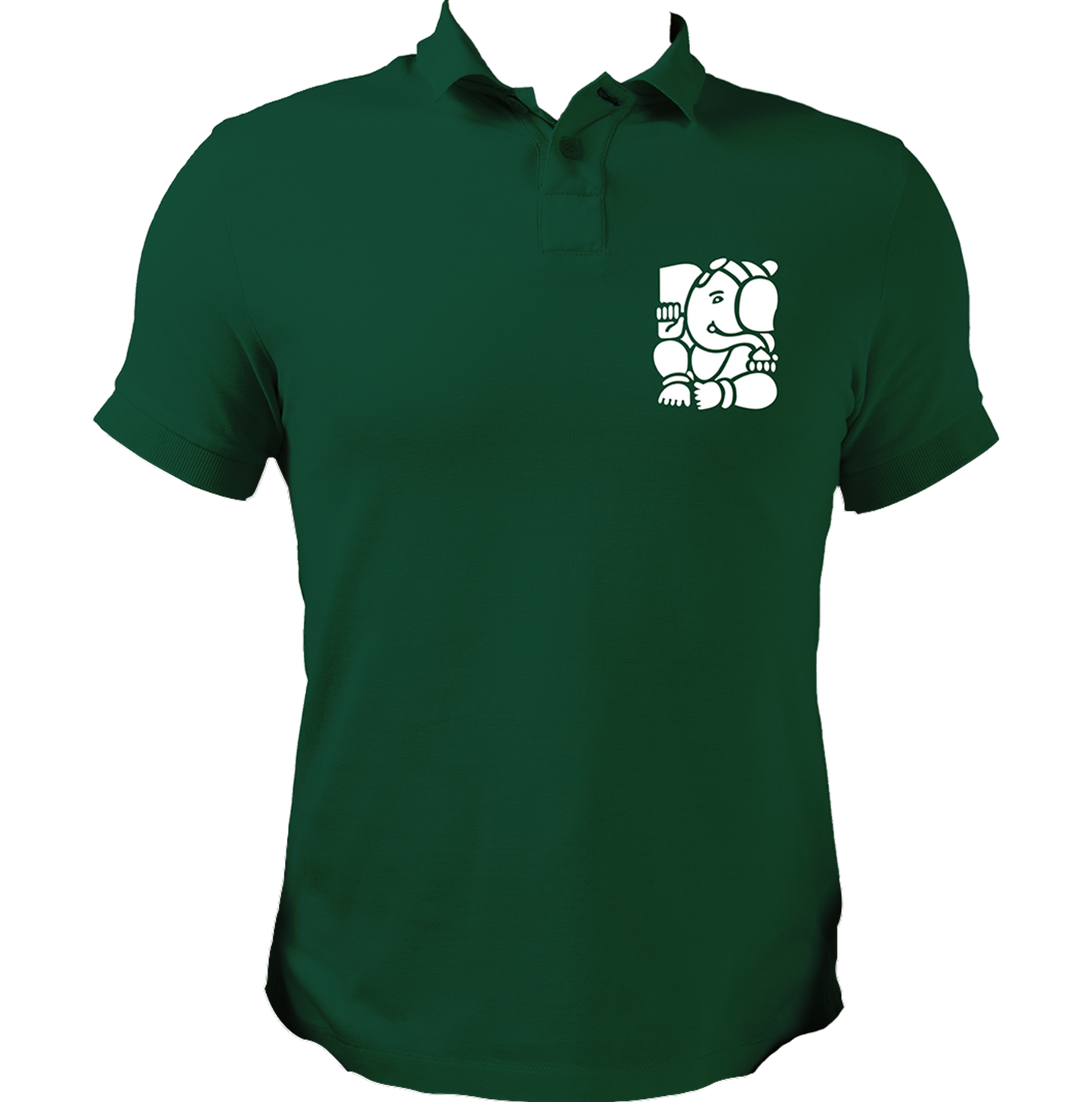Ganpati dark green polo T-shirt with Lord Ganesha devotional graphic by Garrari