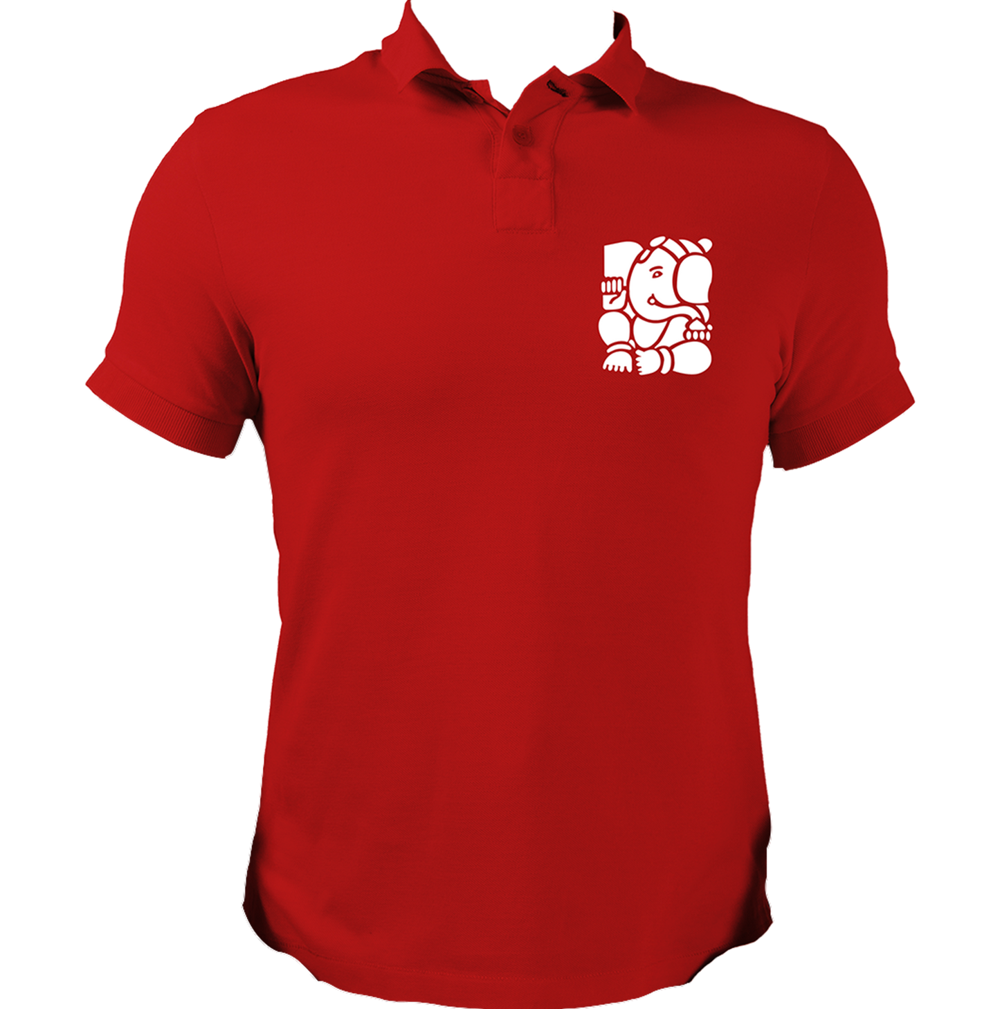 Ganpati red polo T-shirt with Lord Ganesha devotional graphic by Garrari