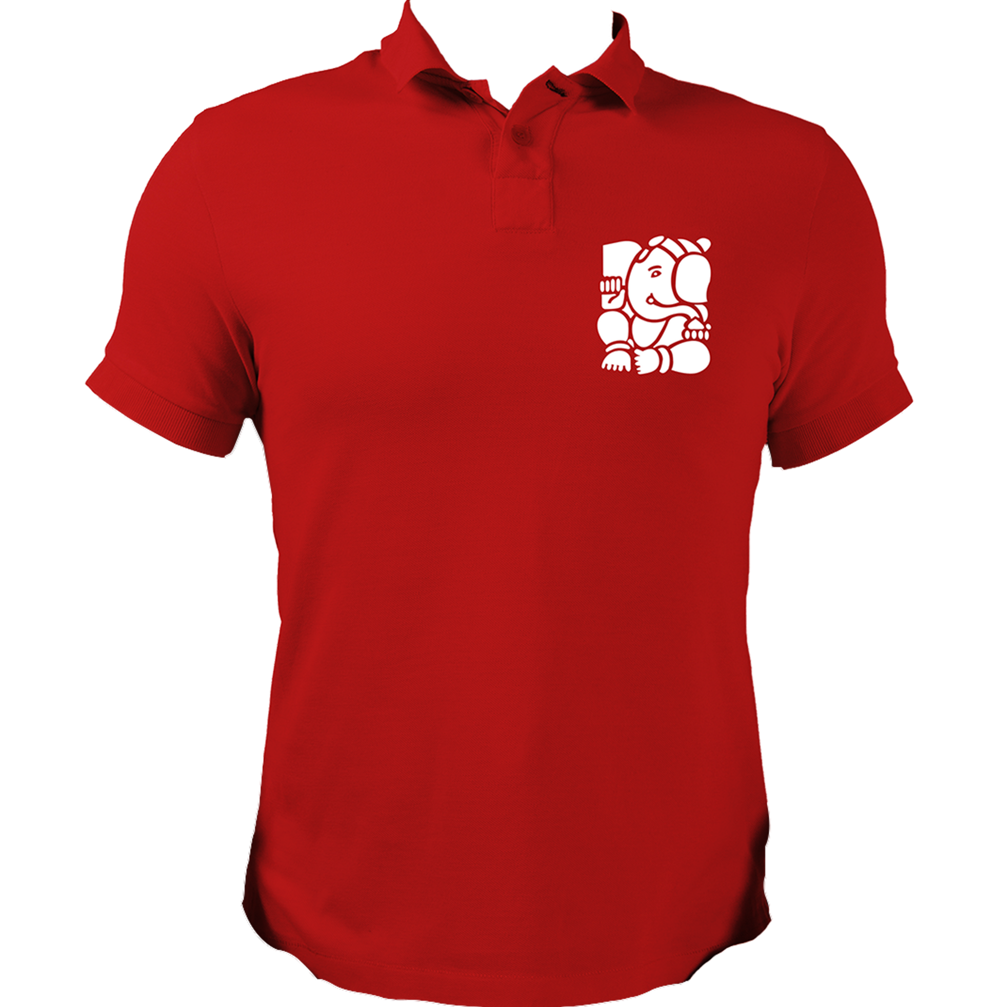 Ganpati red polo T-shirt with Lord Ganesha devotional graphic by Garrari