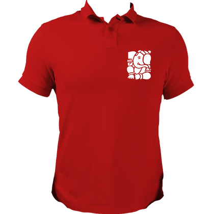 Ganpati red polo T-shirt with Lord Ganesha devotional graphic by Garrari