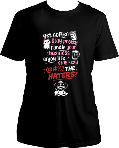 get coffee stay pretty unisex black t shirt viral trend statement design