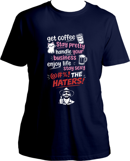 get coffee stay pretty unisex navy blue t shirt viral trend statement design