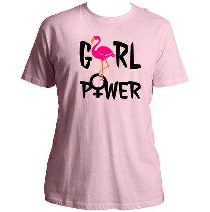 Baby Pink Girl Power Unisex T-Shirt with playful women empowerment print by Garrari