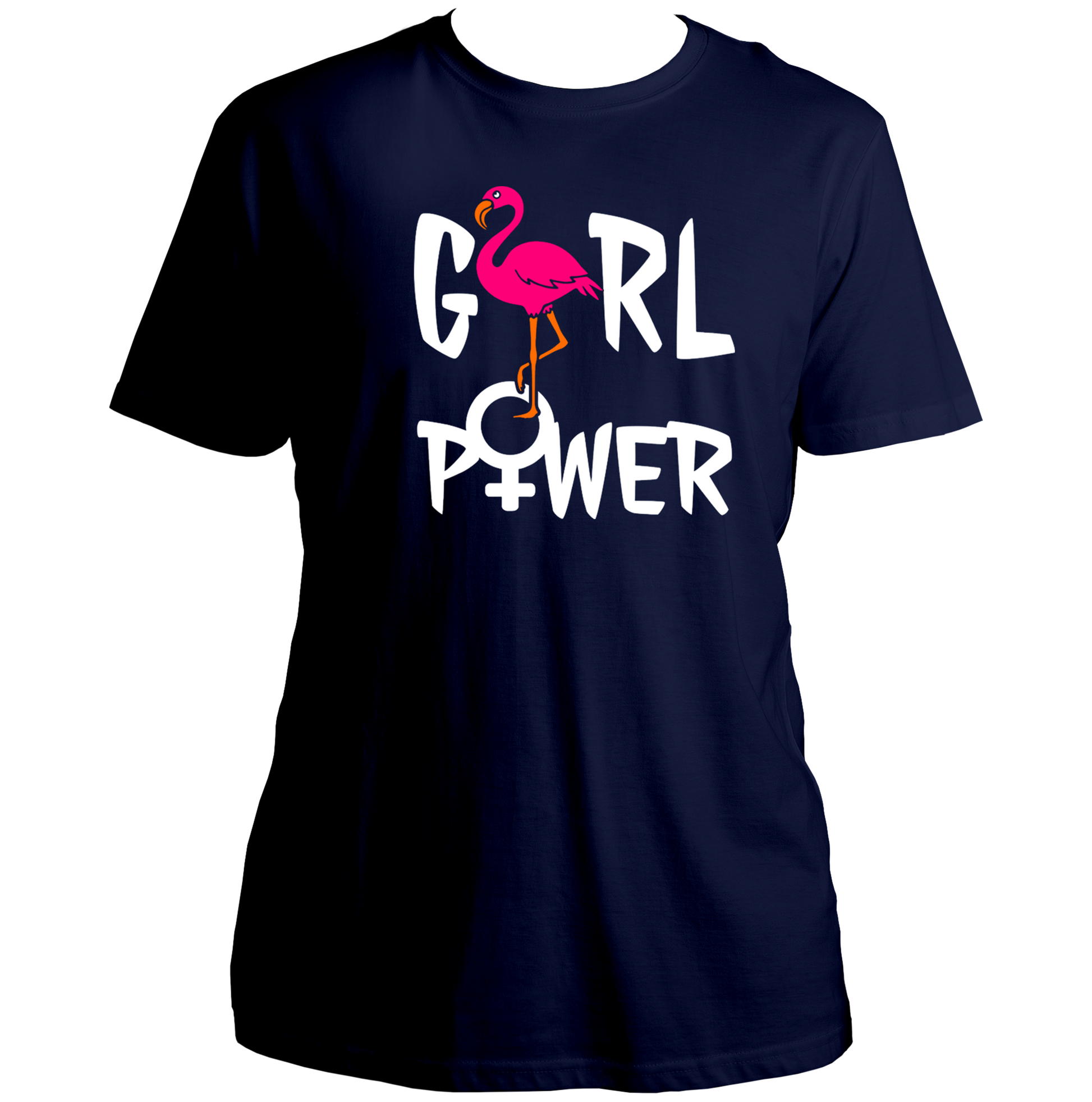 Navy Blue Girl Power Unisex T-Shirt with colourful women empowerment graphic by Garrari