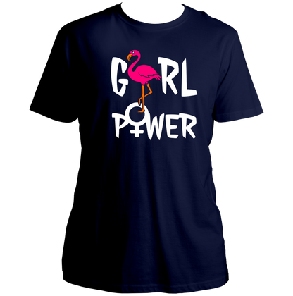 Navy Blue Girl Power Unisex T-Shirt with colourful women empowerment graphic by Garrari