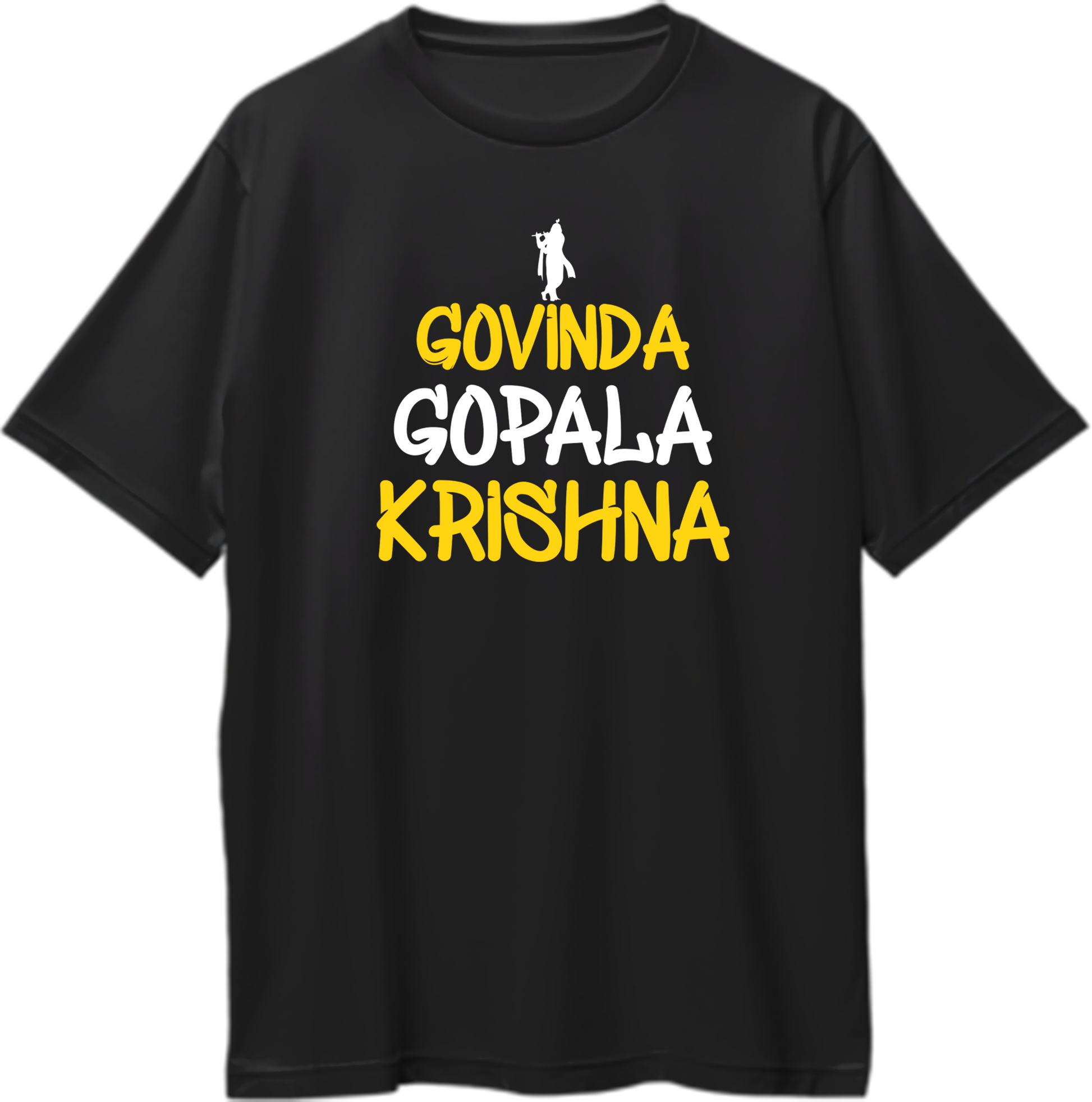 "Oversized unisex t-shirt with Govinda Gopala Krishna names, devotional and spiritual Krishna apparel."