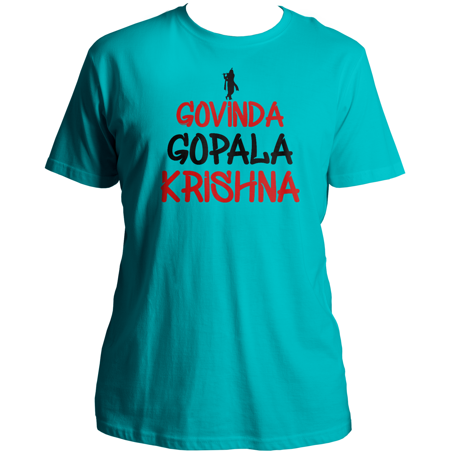 Aqua Blue Govinda Gopala Krishna T-shirt with Govinda Gopala typography by Garrari