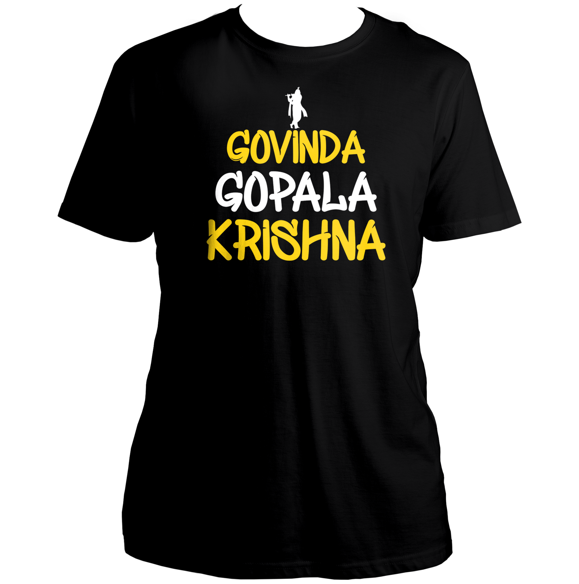 Black Govinda Gopala Krishna T-shirt with Krishna bhakti print by Garrari