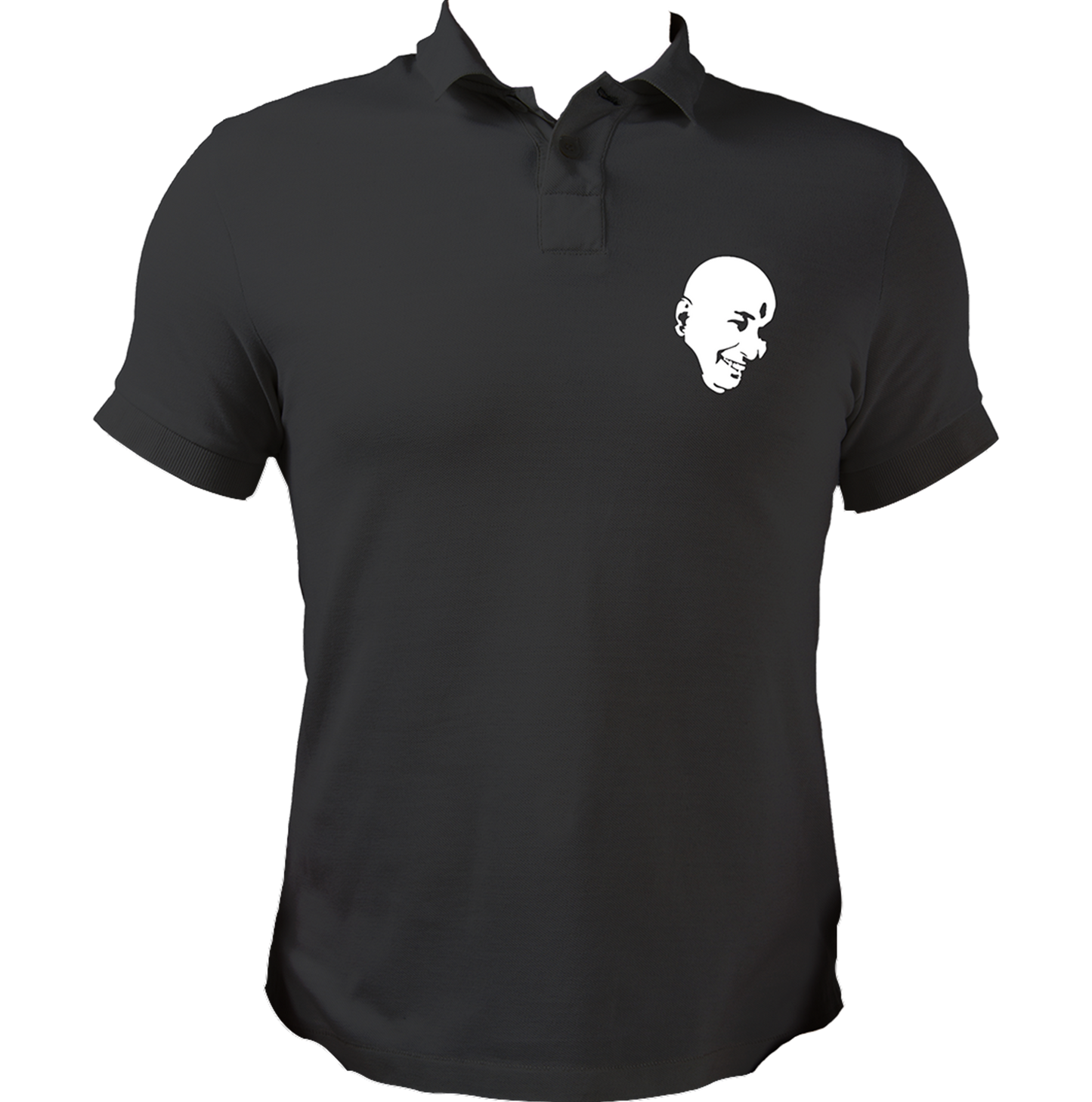 Black Guruji polo T-shirt with Bade Mandir Wale Guruji devotional print by Garrari