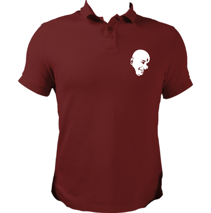 Maroon Guruji polo T-shirt with Guruji devotional face print by Garrari